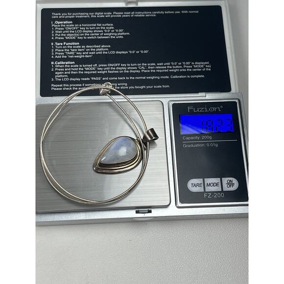 White Quartz Pendant Sterling Silver Necklace Snake Chain 16" - Picture 8 of 11